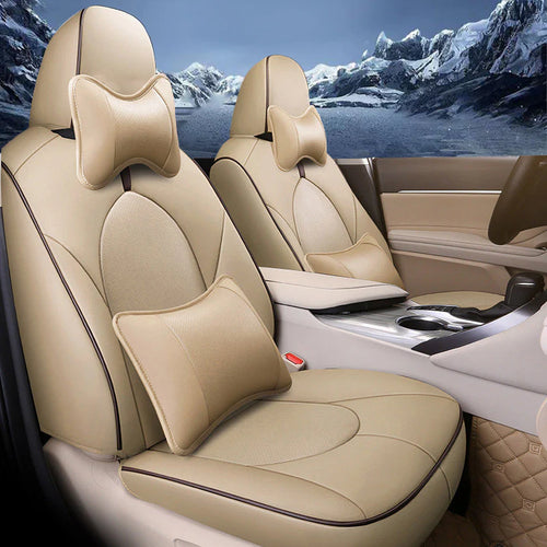 Custom for Toyota Camry(2012-2024) Leather Car Seat Cover Full Set BEIGE